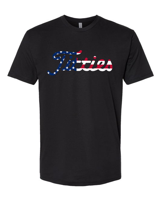 American Flag Titties Font Tee