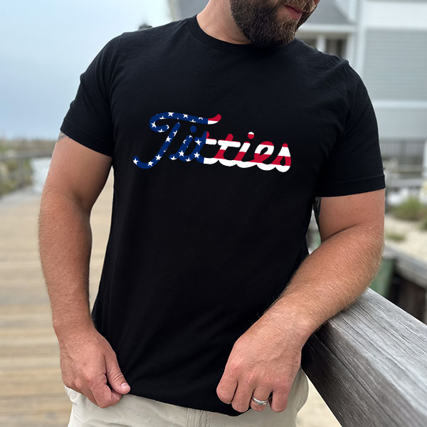 American Flag Titties Font Tee
