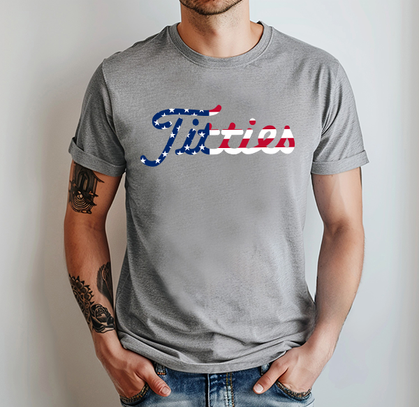 American Flag Titties Font Tee