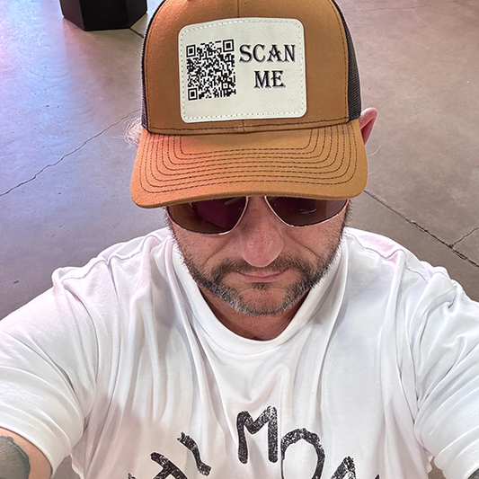 Show Me Your Titties QR Code Trucker Hat - Caramel/Black